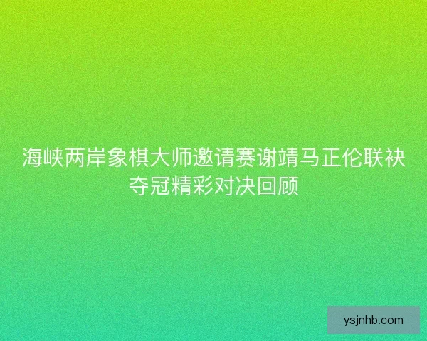 海峡两岸象棋大师邀请赛谢靖马正伦联袂夺冠精彩对决回顾